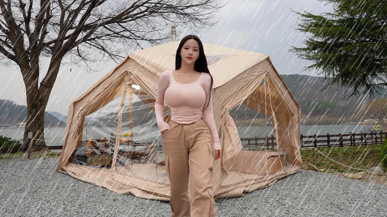 Camping in the rain with Luxury Inflatable TentㅣRain Camp ASMR